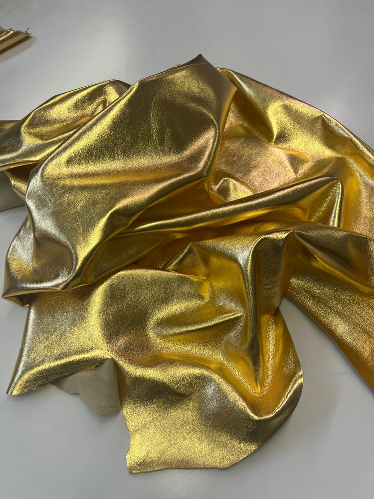 Gold Metallic Lambskin Leather Hide