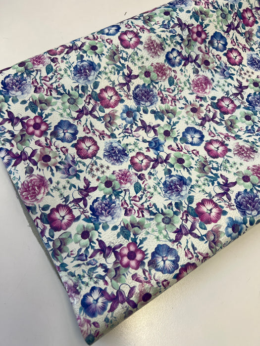 Floral Printed Cowhide Leather