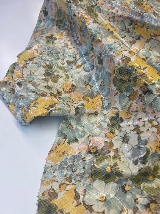 Floral Print on pigskin leather