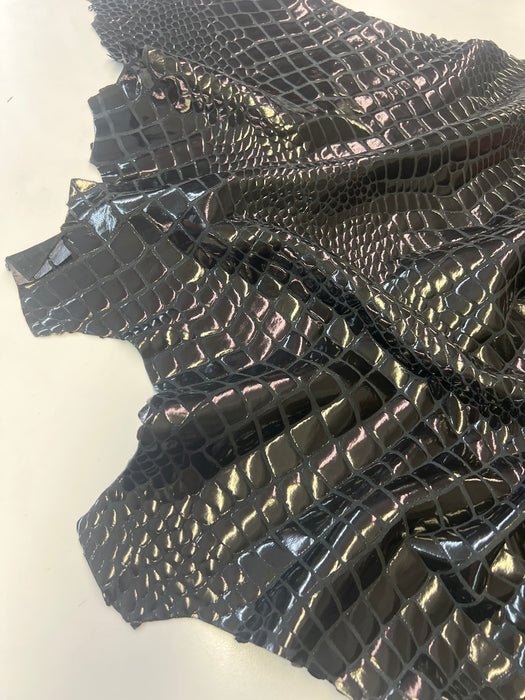Leather Patent Crocodile Embossed Lambskin