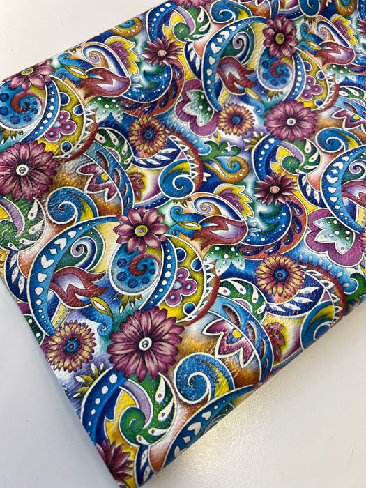 Floral Printed Cowhide Leather