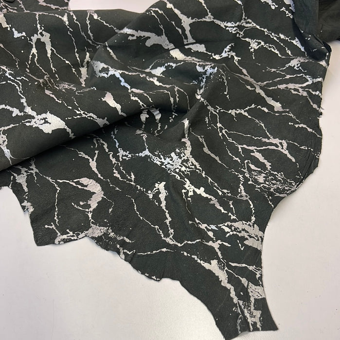 Marble Look - Suede Printed Silver and Gold