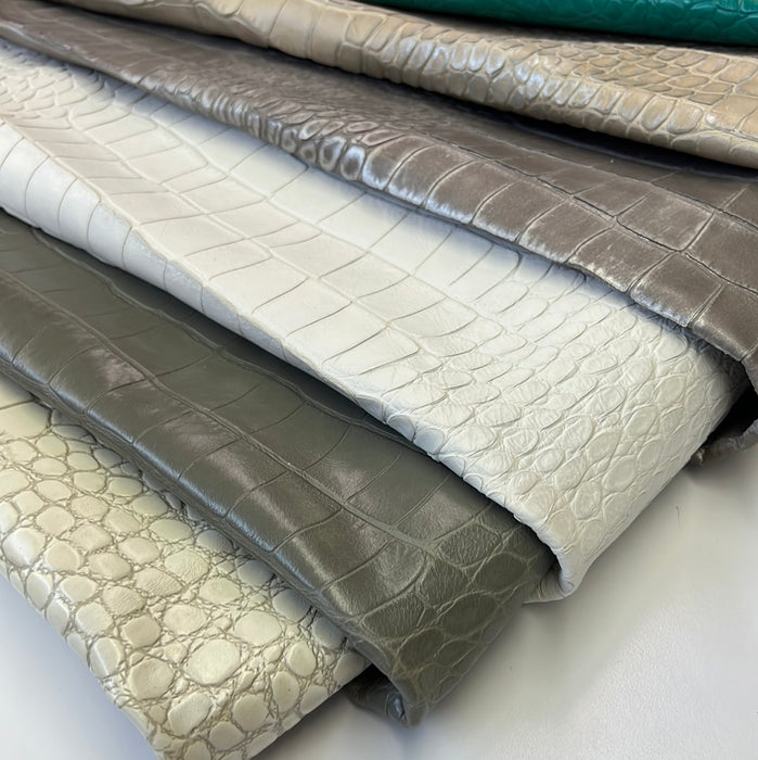 Jumbo Crocodile Embossed Calfskin Leather