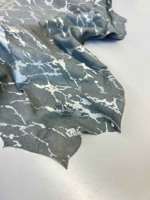 Marble Look - Suede Printed Silver and Gold
