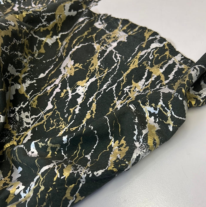 Marble Look - Suede Printed Silver and Gold