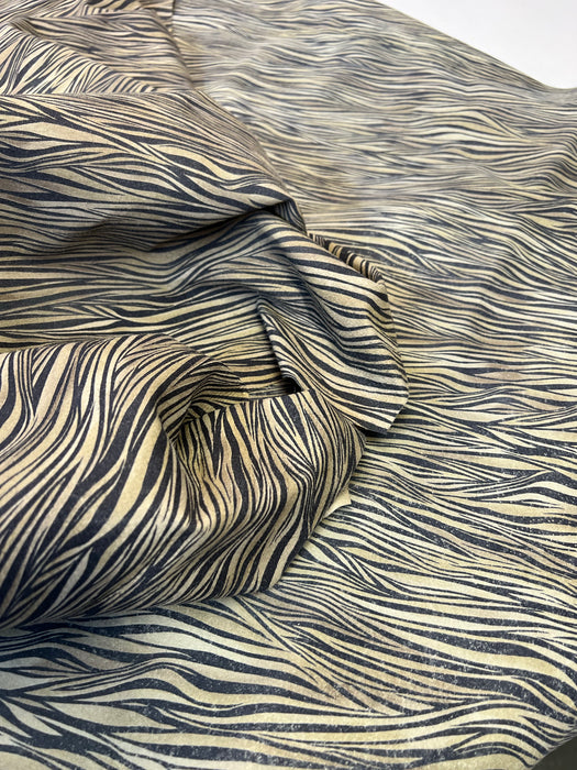 Suede Zebra Small Stripes Print Pigskin