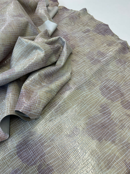 Leather Suede Pastel Flower Printed Lambskin