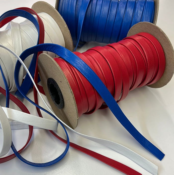 Leather Trim/1/2” Folded leather /Red, White, Blue