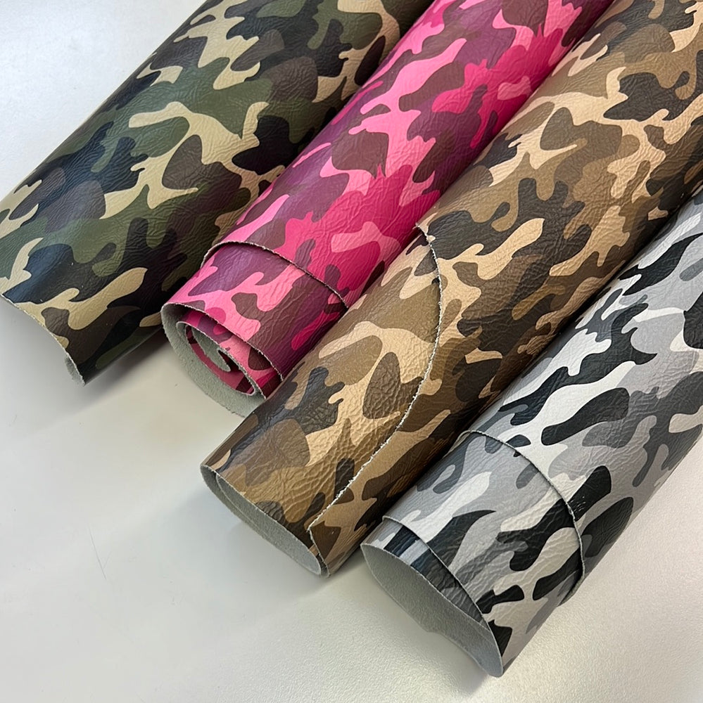 Camouflage Print Cowhide Leather