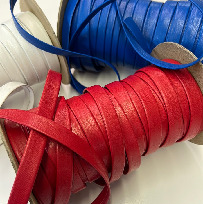 Leather Trim/1/2” Folded leather /Red, White, Blue