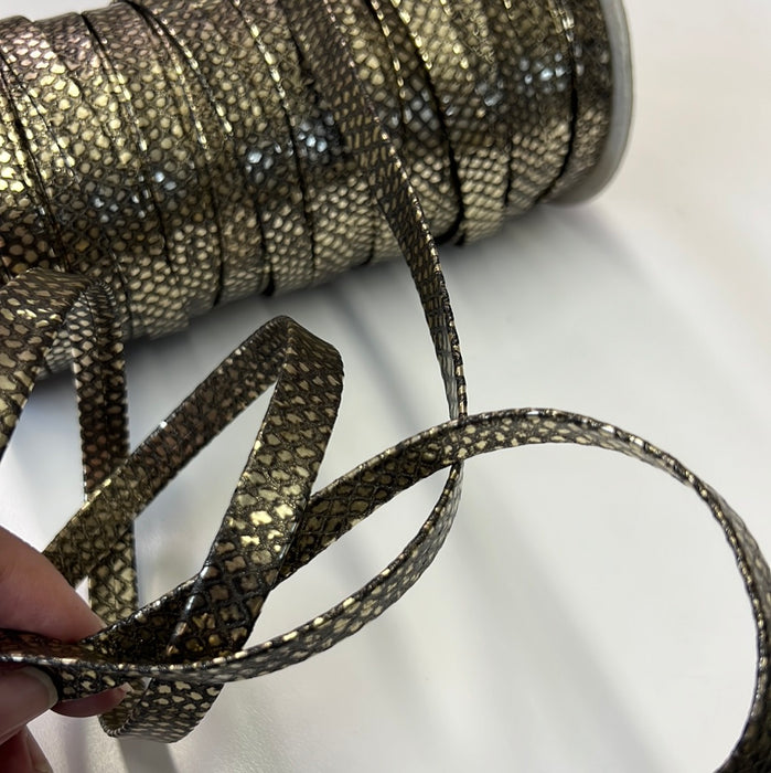 Genuine Leather Trims 1/2” Metallic Leather Folded leather trim sold by yard