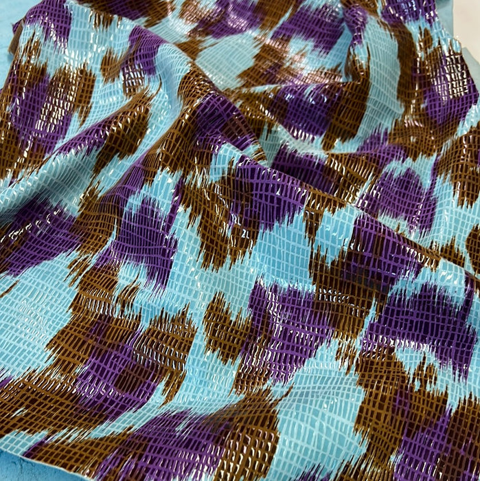 Suede Print Brush Purple Dark Tan Turquoise Lambskin