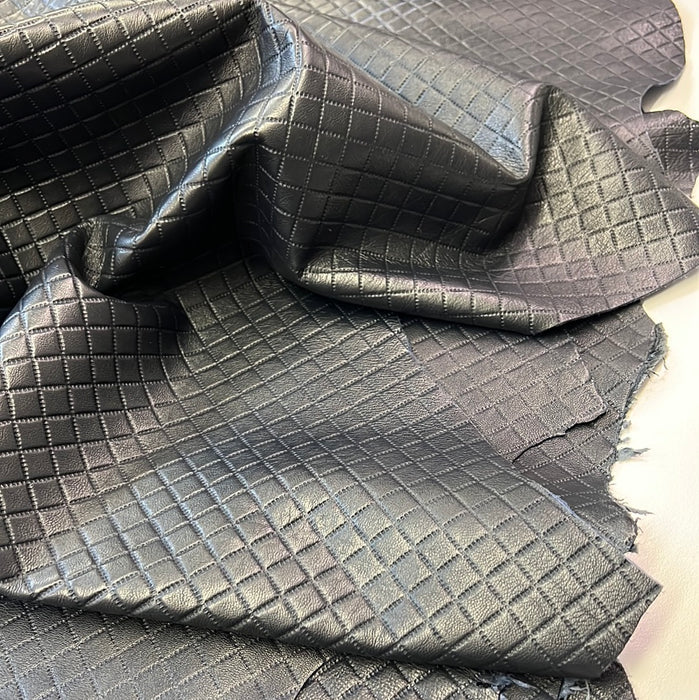 Quilted Squares Embossed Lambskin Leather