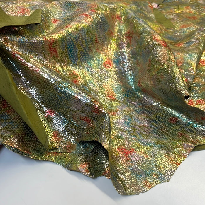 Suede Print Python Look Multi Metallic Suede