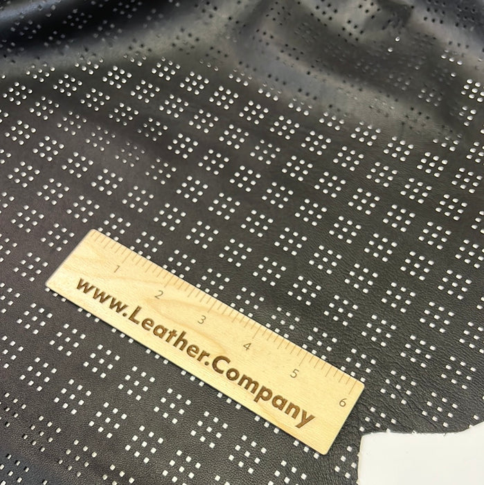 Perforated Black Lambskin Leather Square Squares