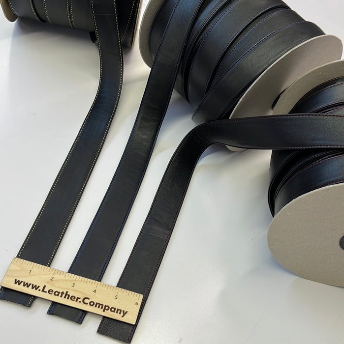 Leather Strap Italian Lambskin Leather , 1 and  1 5/8” Stitched Leather Strap