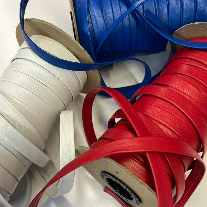 Leather Trim/1/2” Folded leather /Red, White, Blue