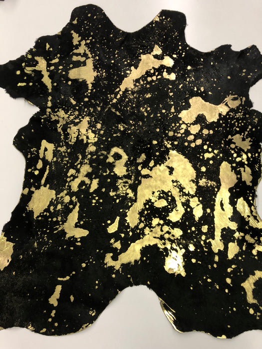 Calfskin Hide Acid Washed Metallic Hair Calfskin