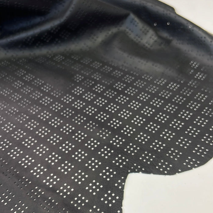 Perforated Black Lambskin Leather Square Squares