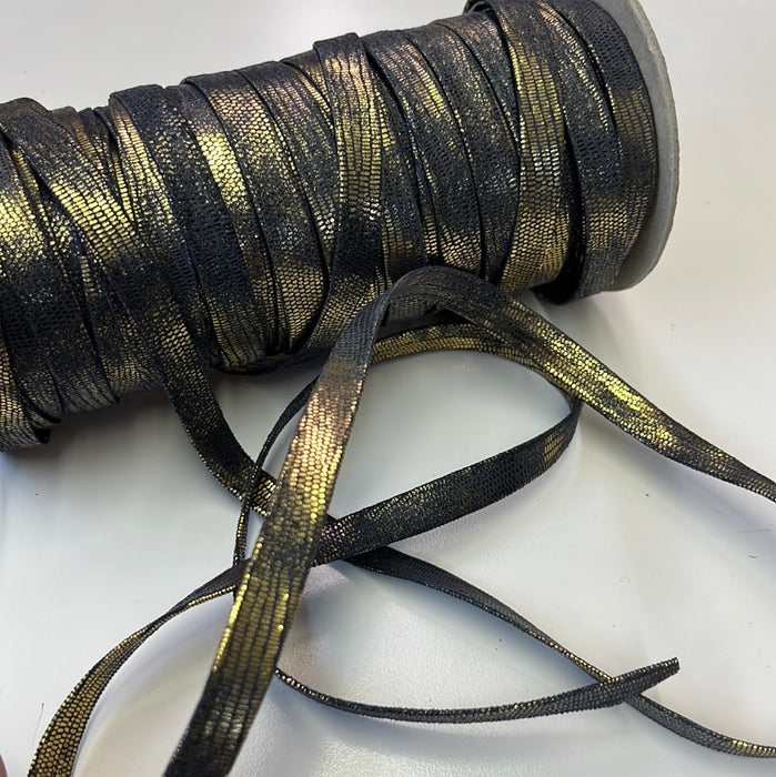 Genuine Leather Trims 1/2” Metallic Leather Folded leather trim sold by yard