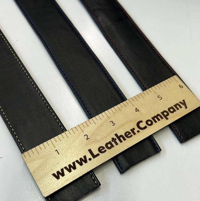 Leather Strap Italian Lambskin Leather , 1 and  1 5/8” Stitched Leather Strap
