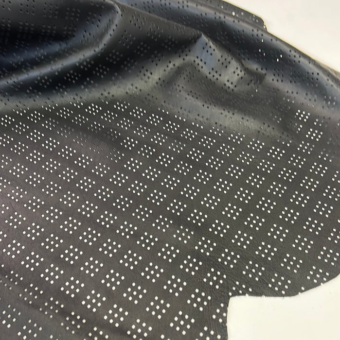 Perforated Black Lambskin Leather Square Squares