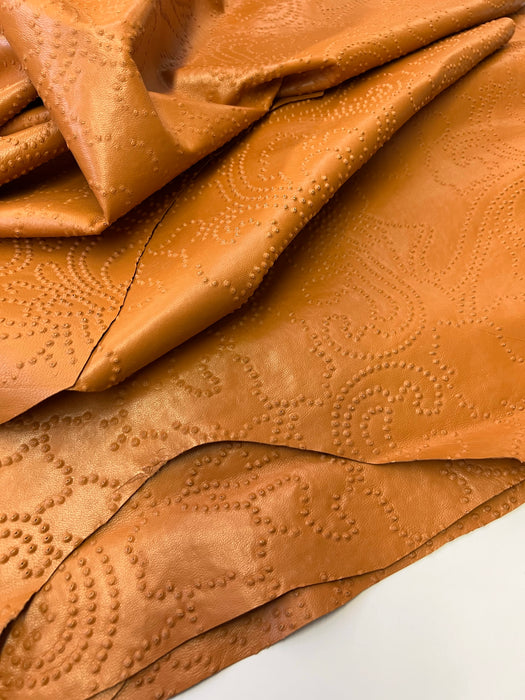 Leather Embossed Nailhead Out Lambskin Leather Hide