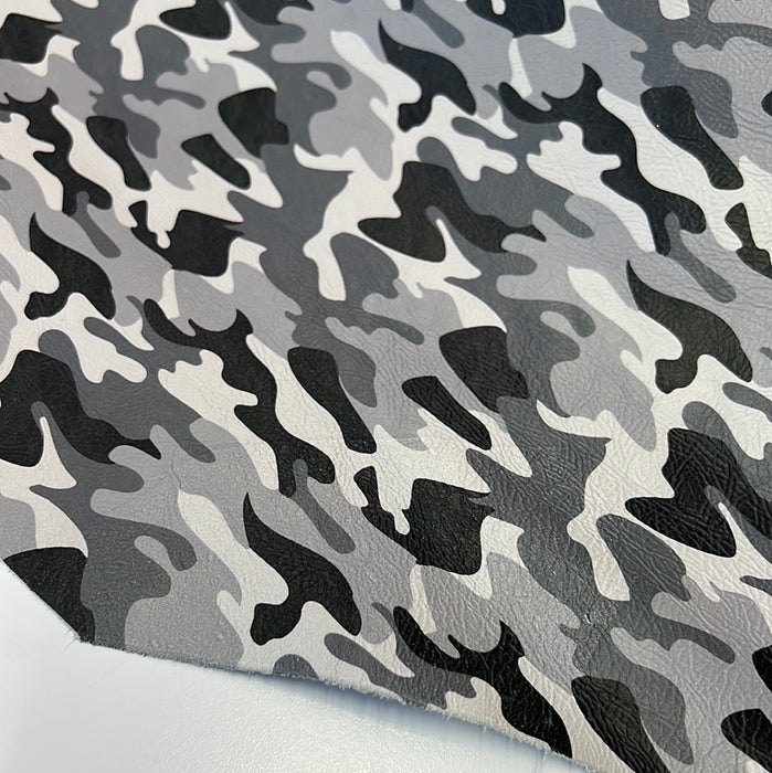 Camouflage Print Cowhide Leather