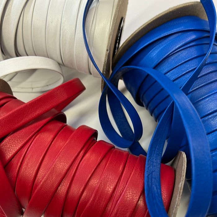 Leather Trim/1/2” Folded leather /Red, White, Blue