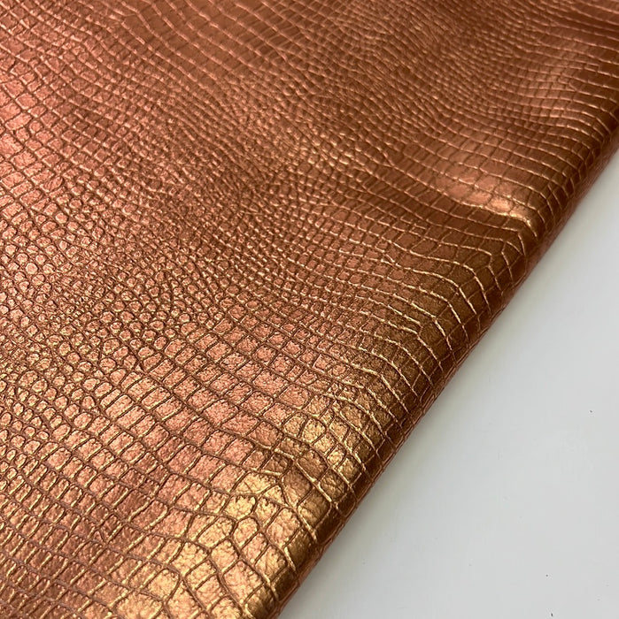 Leather Embossed Metallic Print Baby Alligator Look Leather