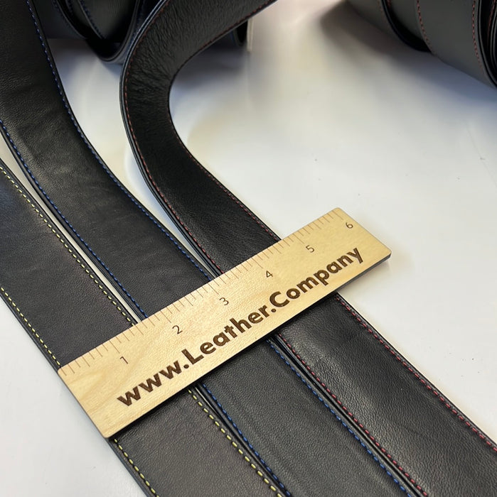 Leather Strap Italian Lambskin Leather , 1 and  1 5/8” Stitched Leather Strap