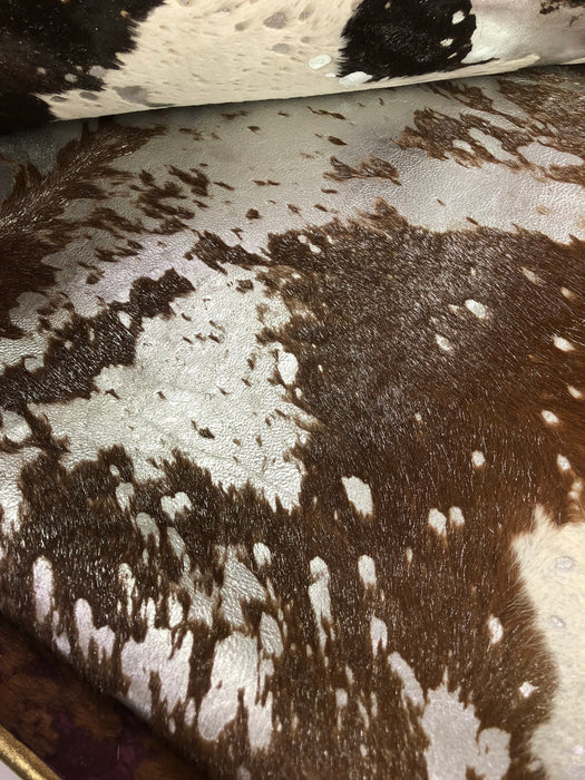 Calfskin Hide Acid Washed Metallic Hair Calfskin