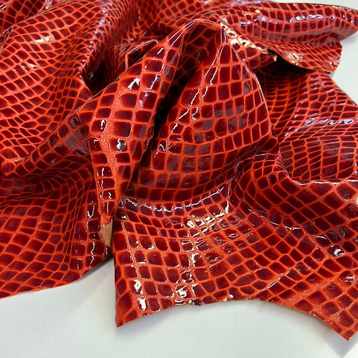 Leather Patent Crocodile Embossed Lambskin