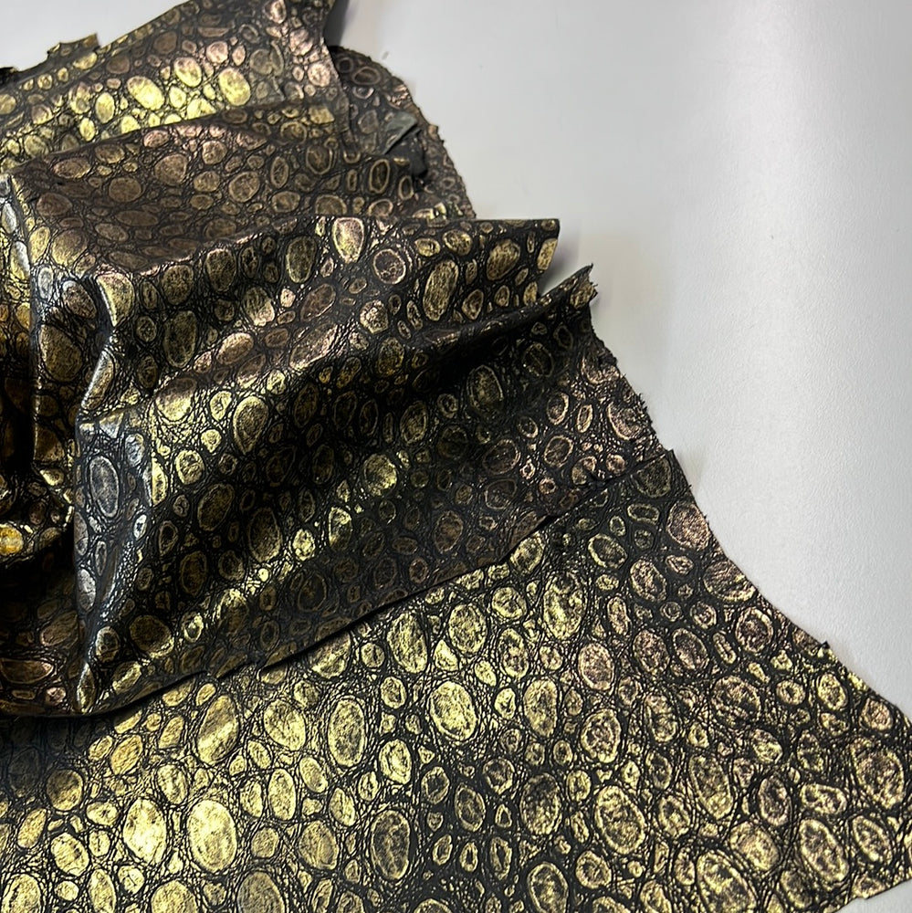 Lambskin Dino Black Gold Metallic Lambskin