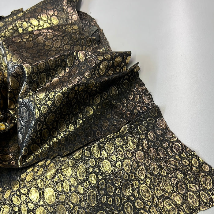Lambskin Dino Black Gold Metallic Lambskin
