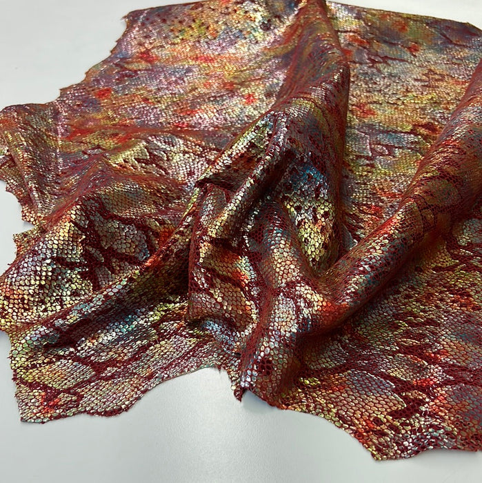 Suede Print Python Look Multi Metallic Suede