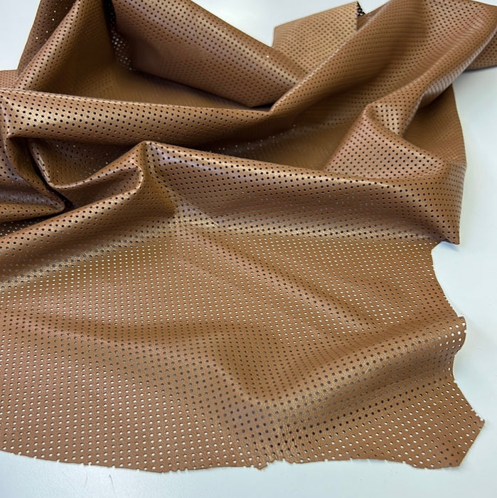 Perforated Authentic Real Genuine Lambskin Leather Round Holes Pattern