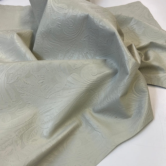 Leather Tooled Floral Look Embossed Lambskin Leather