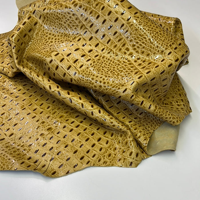 Leather Patent Crocodile Embossed Lambskin