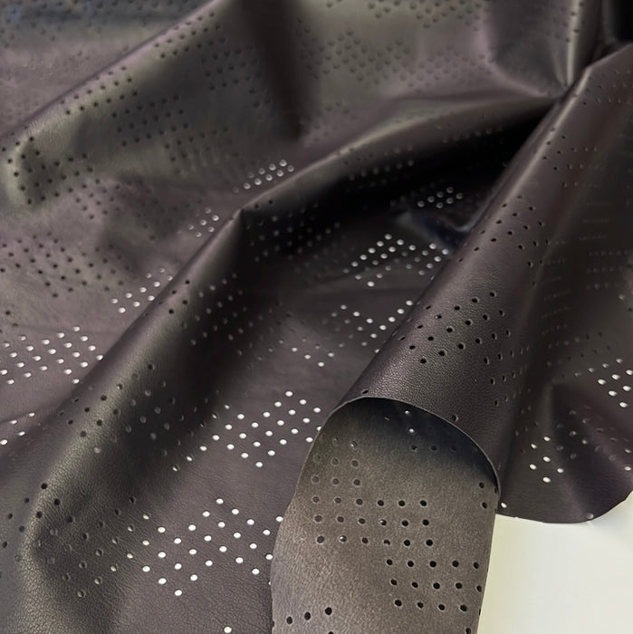 Perforated Authentic Real Genuine Lambskin Leather Zig Zag pattern