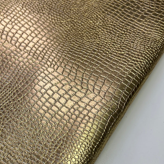 Leather Embossed Metallic Print Baby Alligator Look Leather