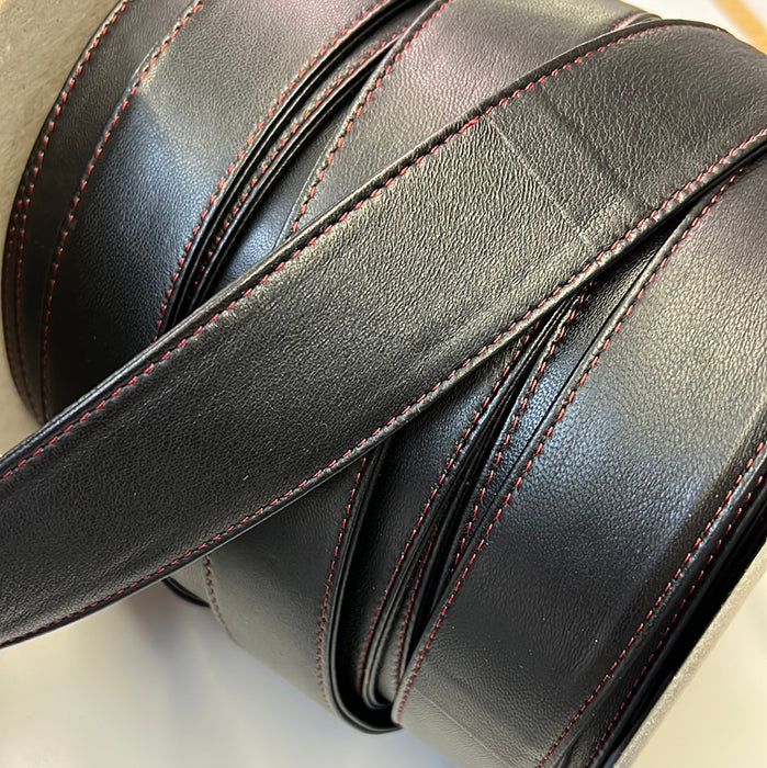 Leather Strap Italian Lambskin Leather , 1 and  1 5/8” Stitched Leather Strap