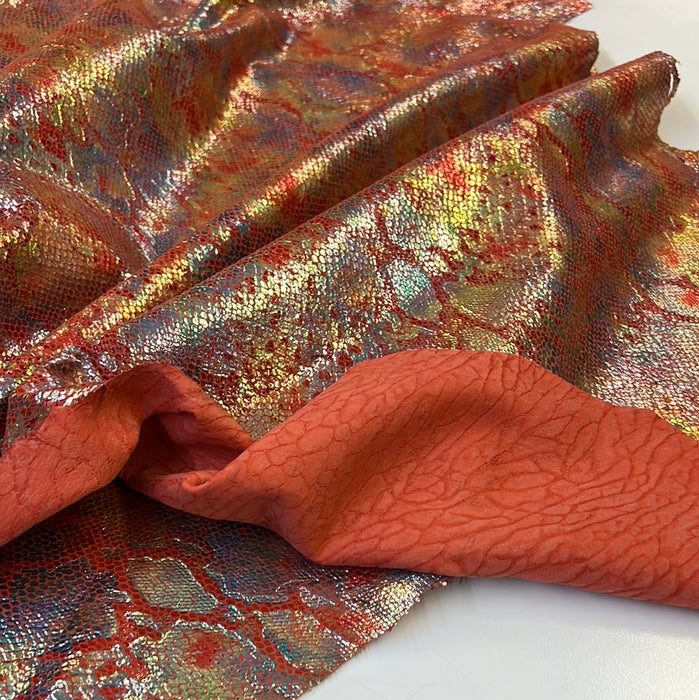 Suede Print Python Look Multi Metallic Suede