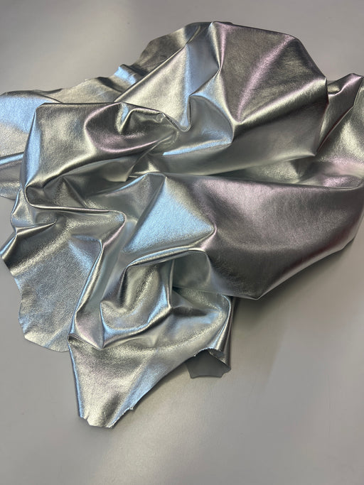 Silver Metallic Lambskin leather Hide