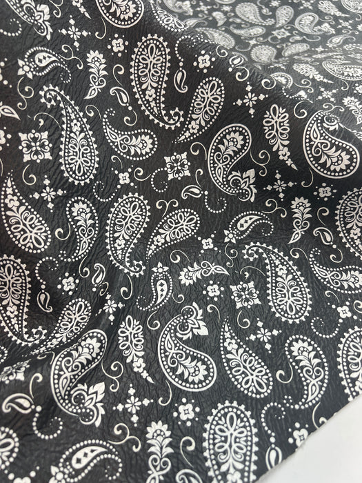 Bandana Paisley Printed Cowhide Leather 3-3.5 oz