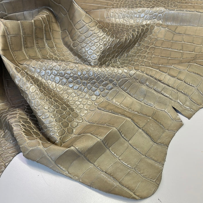 Jumbo Crocodile Embossed Calfskin Leather