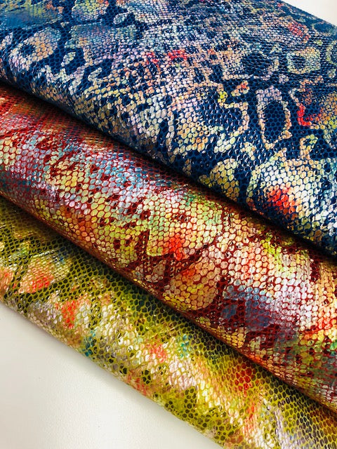 Suede Print Python Look Multi Metallic Suede