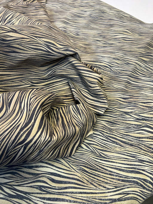 Suede Zebra Small Stripes Print Pigskin
