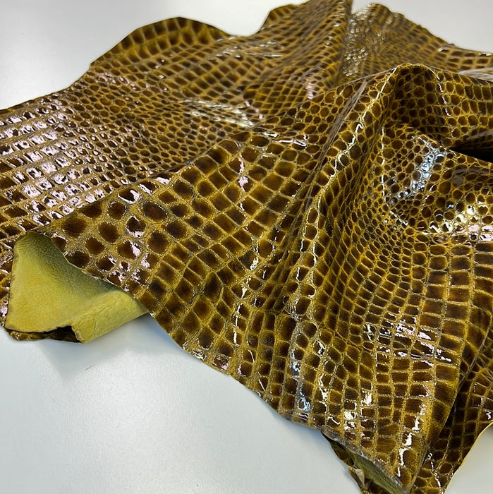 Leather Patent Crocodile Embossed Lambskin