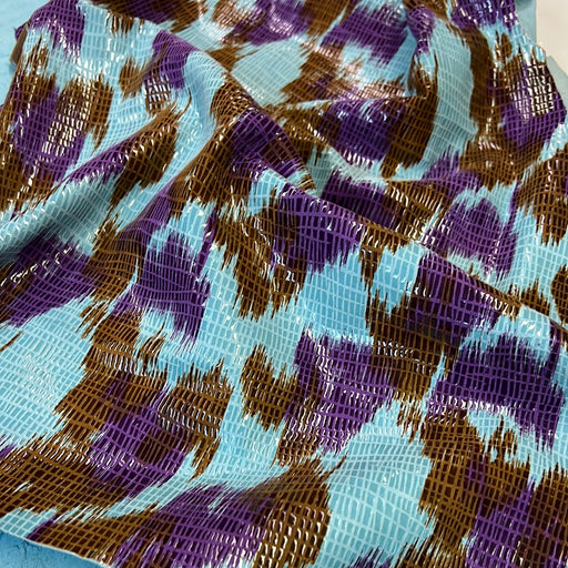 Suede Print Brush Purple Dark Tan Turquoise Lambskin